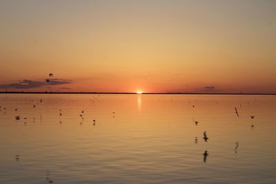 Scenic view of sea against sky during sunset