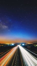 Light trails on highway at night