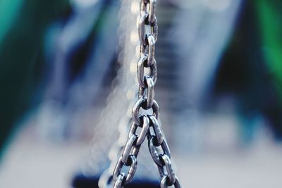 Close-up of chain hanging outdoors