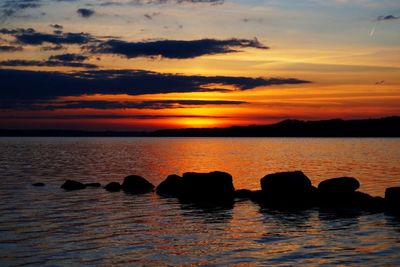 Scenic view of sunset over sea