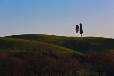 Scenic view of landscape against clear sky