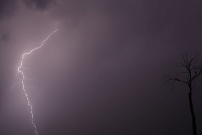 Low angle view of lightning in sky