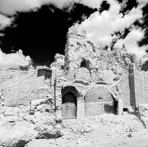 Low angle view of old building against sky