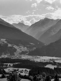 Scenic view of mountains against sky