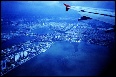 Aerial view of city from airplane