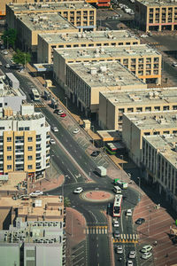 High angle view of buildings in city