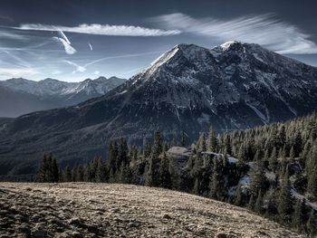 Scenic view of mountains against sky