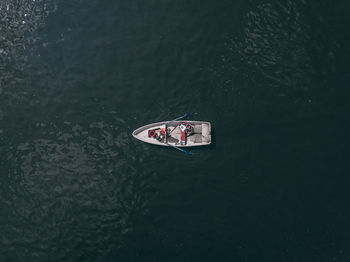High angle view of boat in sea