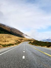 Surface level of road against sky