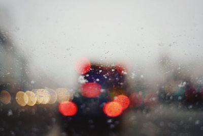 Close-up of wet window in rainy season