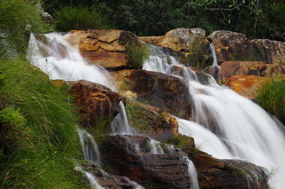 Scenic view of waterfall in forest