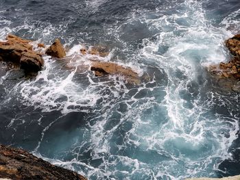 High angle view of sea waves