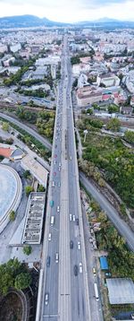 High angle view of city road