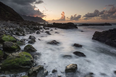 Scenic view of sea against sky during sunset