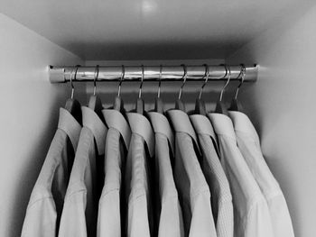 Shirts hanging in closet