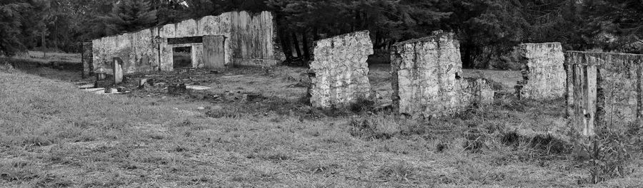 Old built structure on field