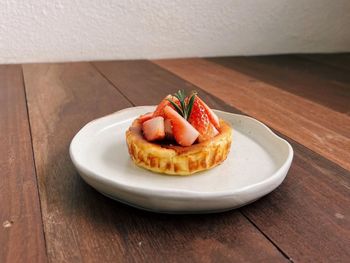 Close-up of food in plate on table