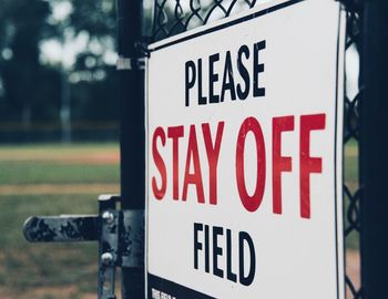 Close-up of warning sign