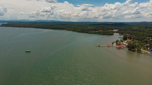 High angle view of sea against sky