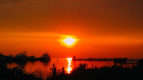 Scenic view of sunset over sea