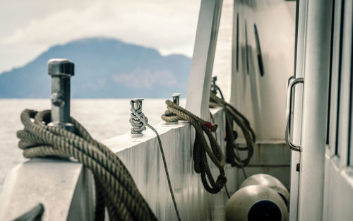 Close-up of ship against the sea