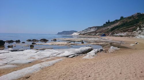 Scenic view of sea against clear sky