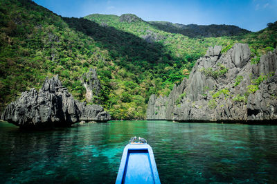 Scenic view of sea and mountains