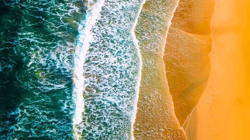 Drone view of waves in beach