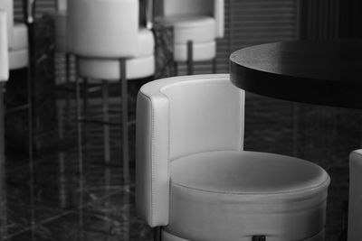 Close-up of empty chair on table at home