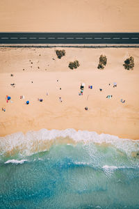 High angle view of people on beach