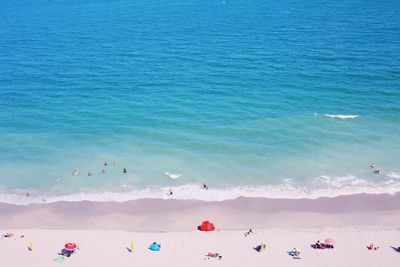 High angle view of people on beach