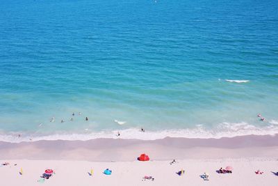 High angle view of people on beach