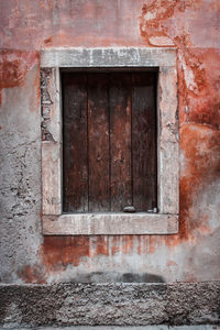 Closed door of old house