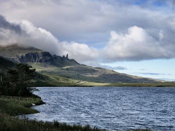 Scenic view of sea against cloudy sky