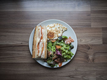 Directly above shot of food served in plate