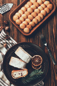 High angle view of food on table