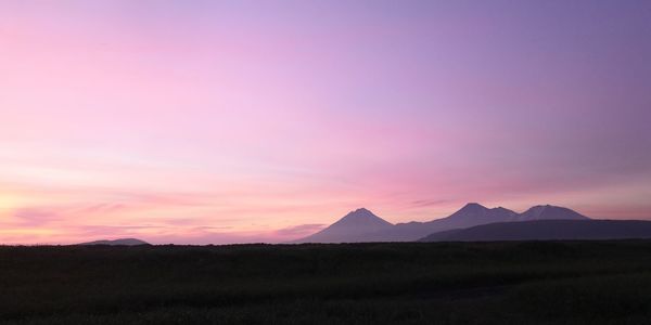 Kiryakskii volcano, avacha volcano and kozelskii volcano, sunset