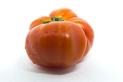 Close-up of tomato against white background
