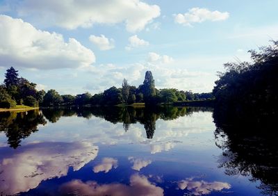 Scenic view of calm lake against sky