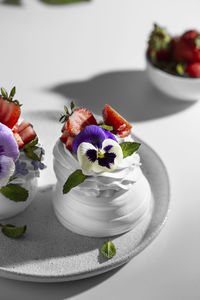 Close-up of dessert in plate on table