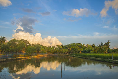 Scenic view of lake against sky