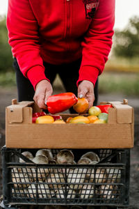 Midsection of man preparing food