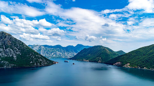 Scenic view of sea against cloudy sky