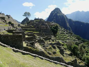 View of old ruin on mountain