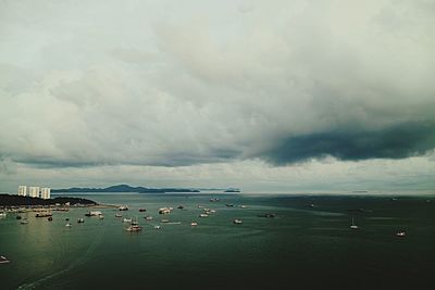 Scenic view of sea against cloudy sky