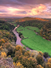 Scenic view of landscape against sky during sunset