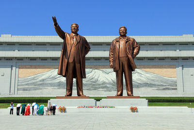 Low angle view of statue against clear sky