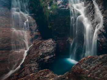 View of waterfall in forest