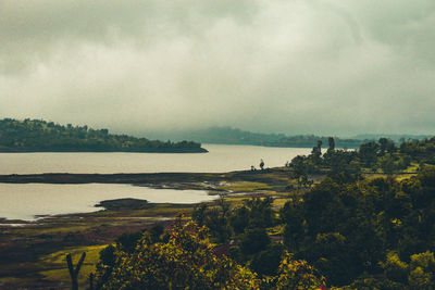 Scenic view of lake against sky