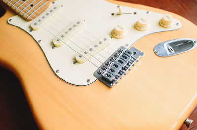 High angle view of guitar